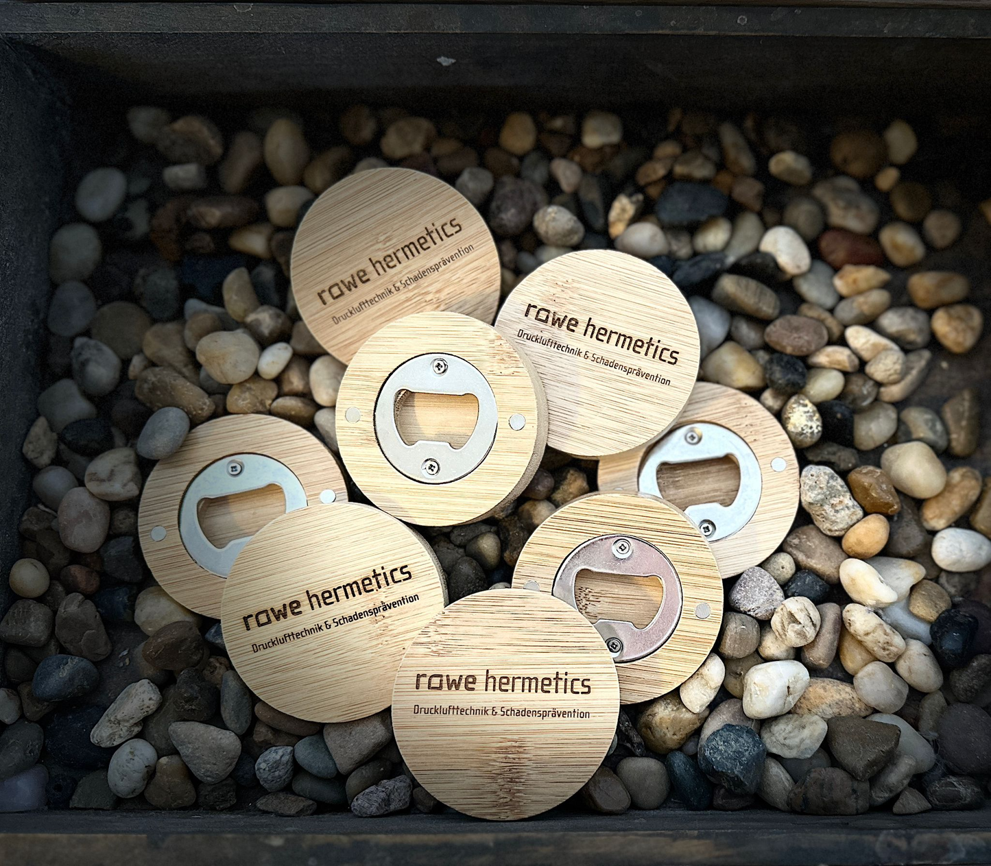 Flaschenöffner rund 6,5cm aus Bambus personalisierbar